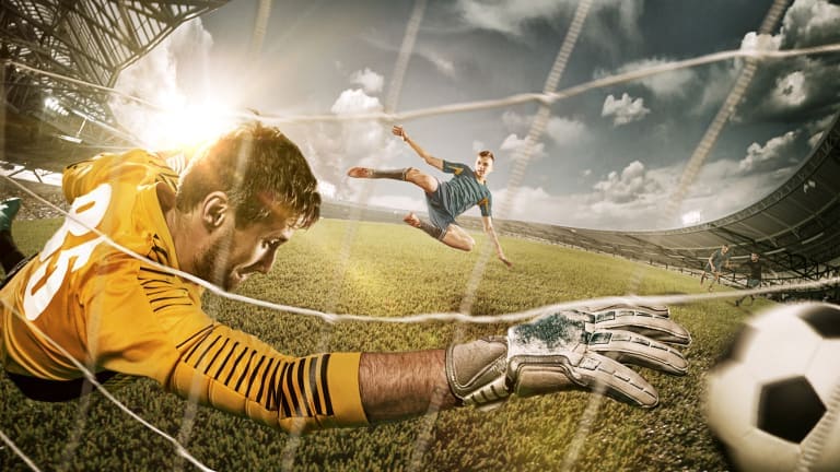 football players in goal