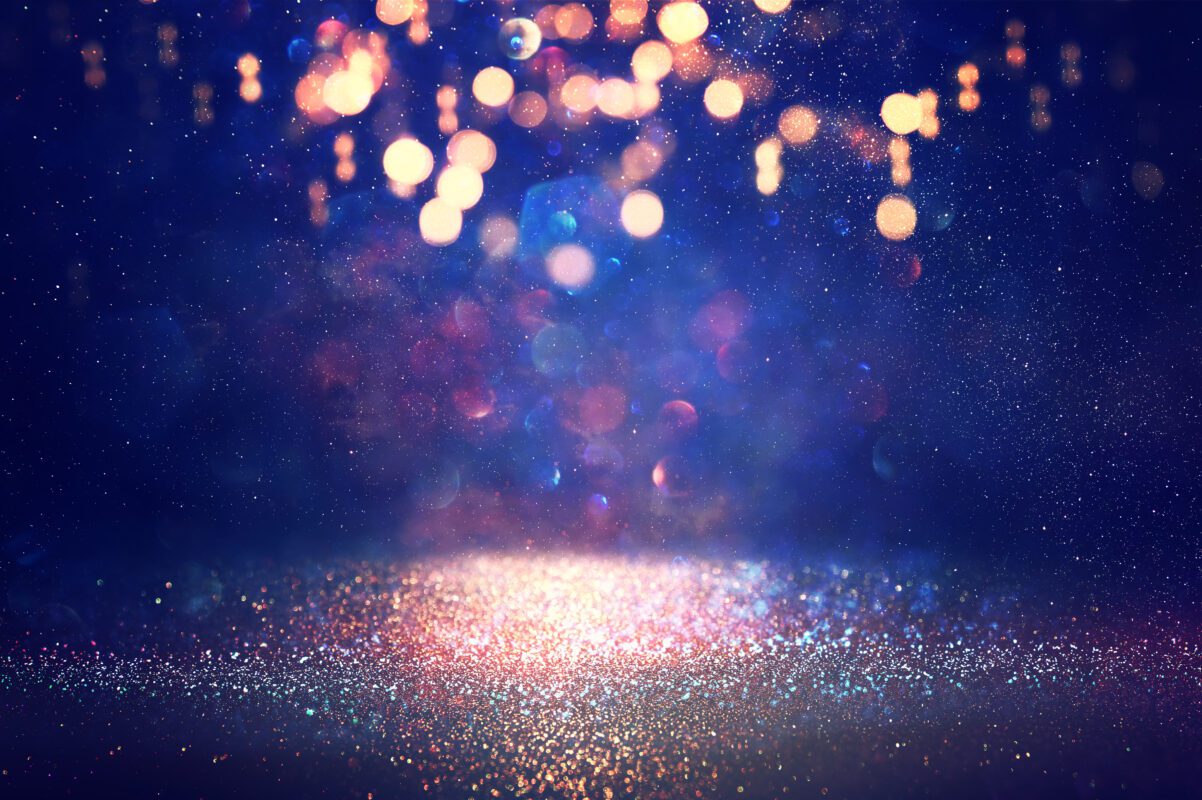 Abtraktbilde i blått med glitter