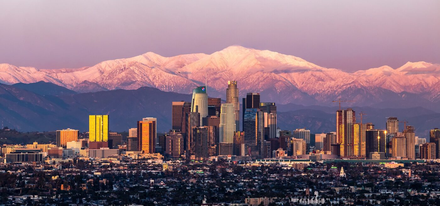 Los Angeles skyline with the mountains in the background