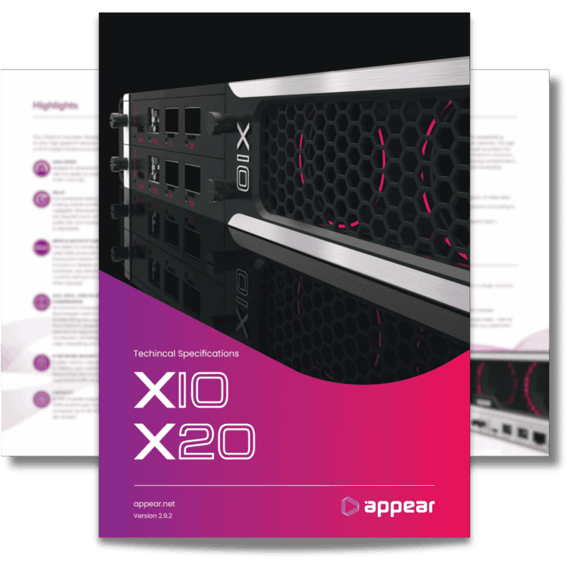 A cover of Appears X10/X20 technical specifications datasheet
