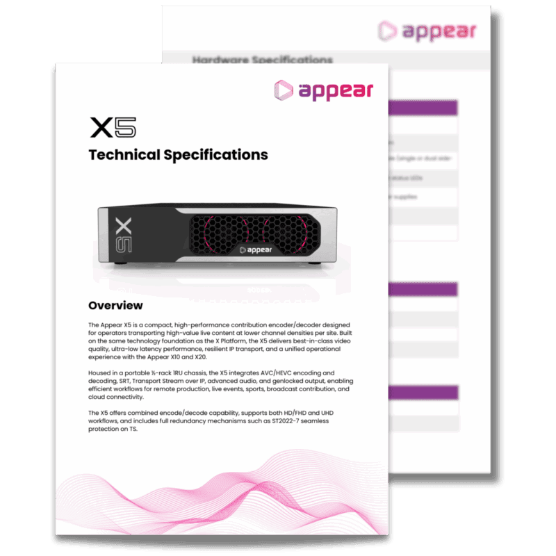 A cover of Appears X5 technical specifications datasheet